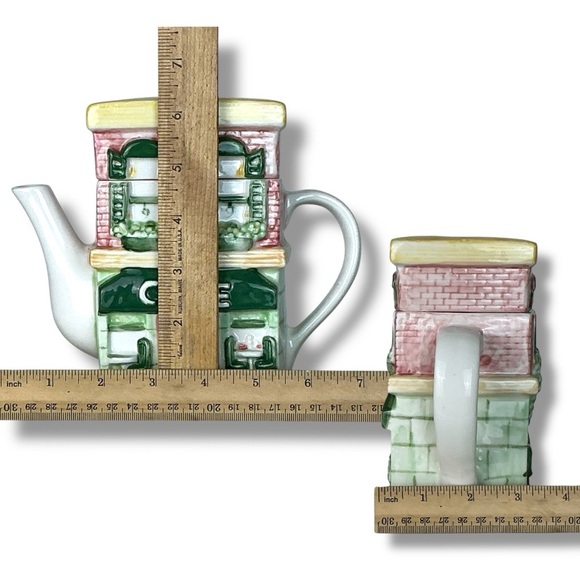 Vintage Main Street Cafe Store Front Ceramic Teapot Functional Art Collectible - Picture 7 of 16